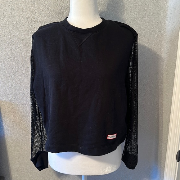 HUNTER for TARGET Women's Black Mesh Long Sleeve Sweatshirt - Size Large - Picture 3 of 8